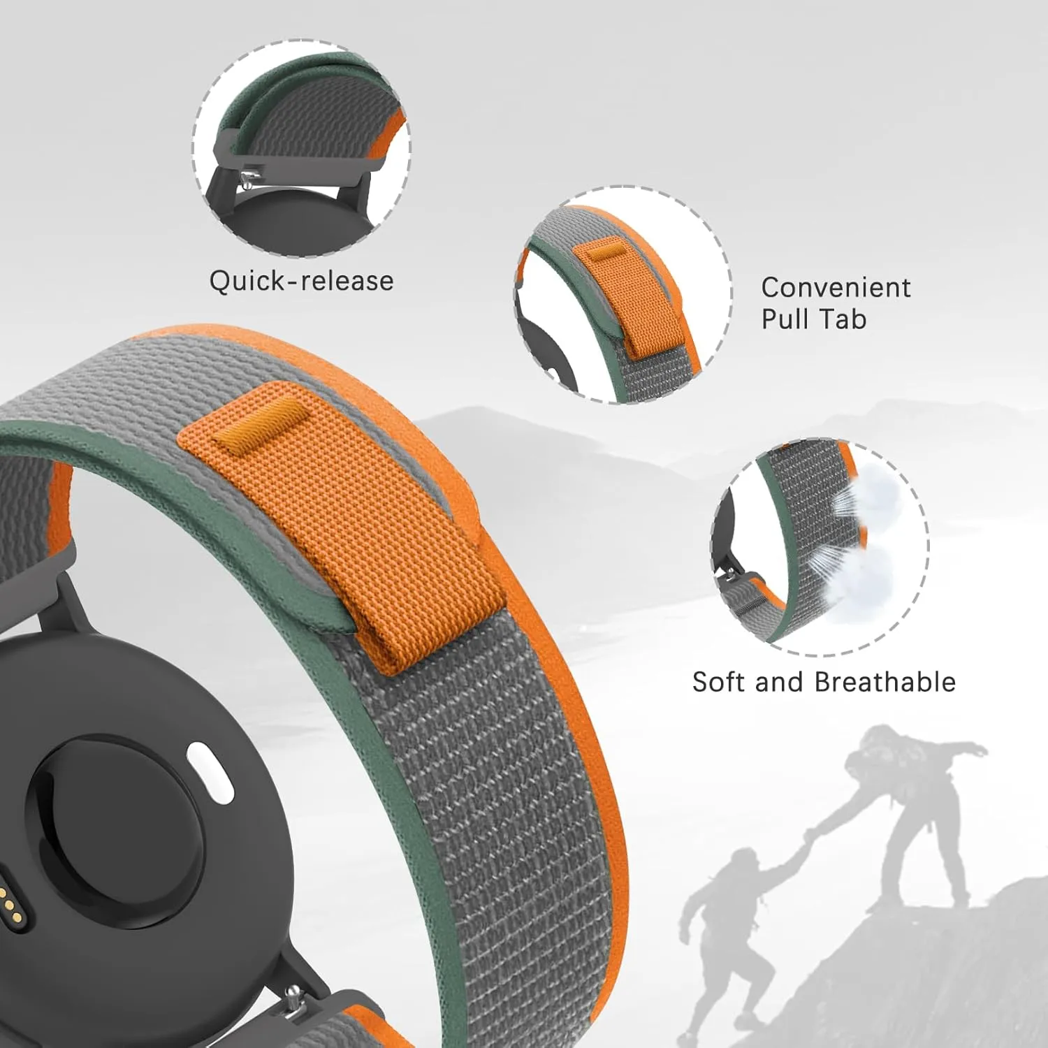 Trail Loop Nylon 20mm Watch Bands Compatible with Garmin Forerunner 55/165/Vivoactive 5/6,Soft Breathable Adjustable Sports Replacement Strap for Garmin Venu Sq 2/Sq/Venu Men Women