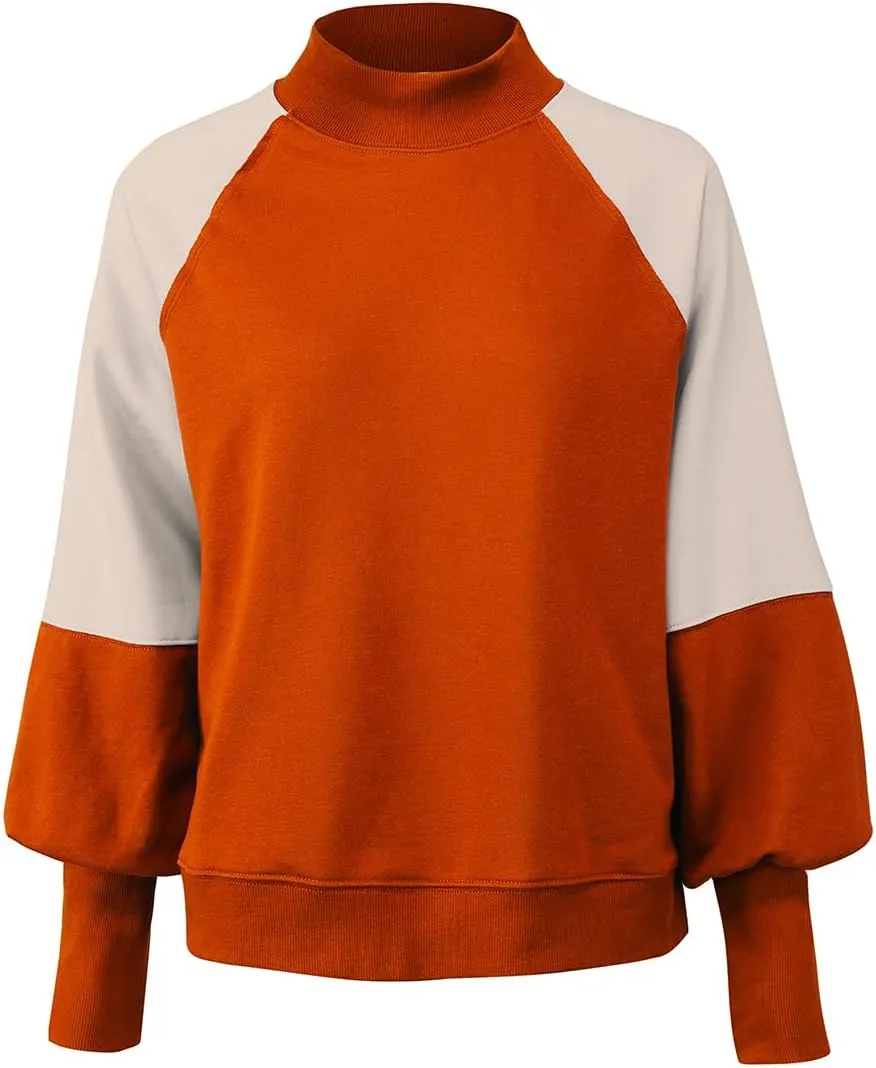 Women's Sweatshirts Long Sleeve Color Block Casual Pullover Y2K Tunic Tops 2024 Fall Clothes