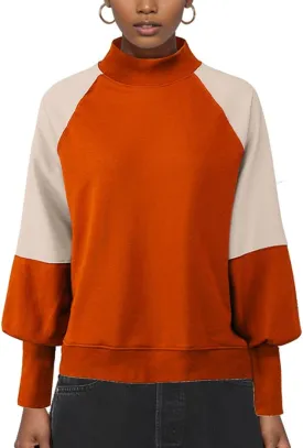 Women's Sweatshirts Long Sleeve Color Block Casual Pullover Y2K Tunic Tops 2024 Fall Clothes