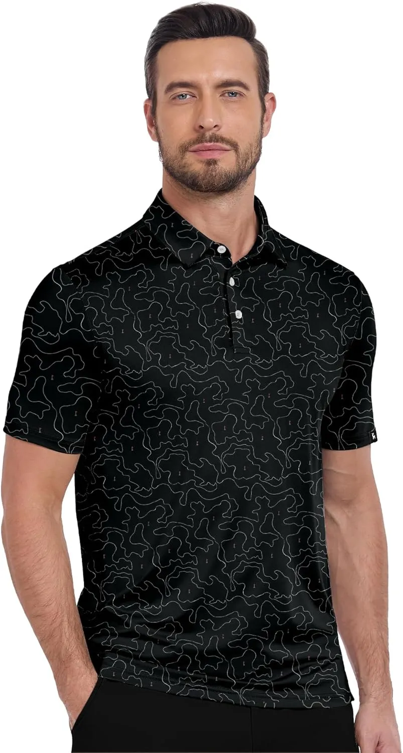 ZITY Golf Shirts for Men Short Sleeve Print Polo Shirt Moisture Wicking Regular Fit Casual Beach Polo