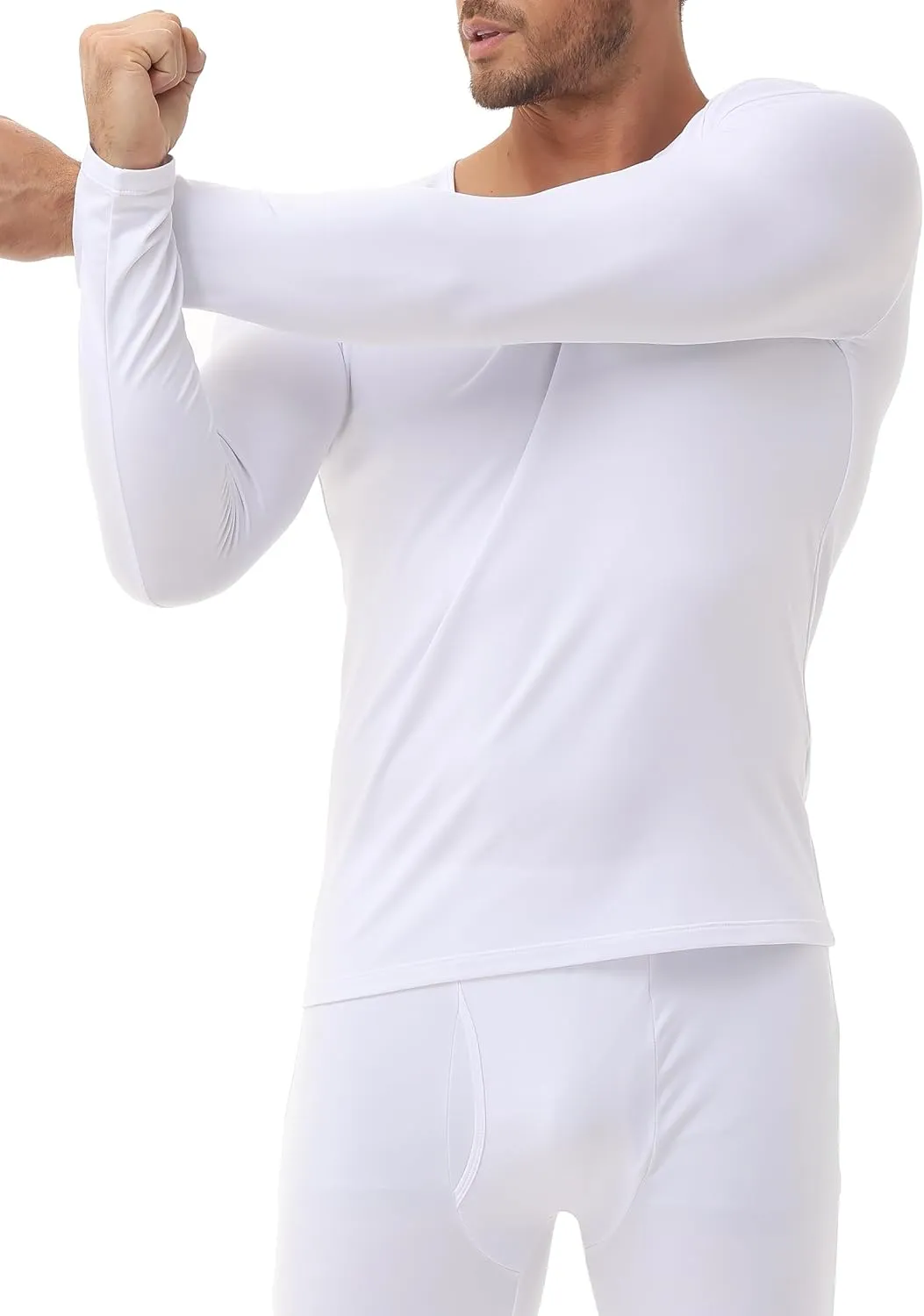 ZUTY 3 Pack Long Sleeve Thermal Shirts for Men Fleece Lined Soft Thermal Underwear Cold Weather Warm Base Layer Pajamas Tops