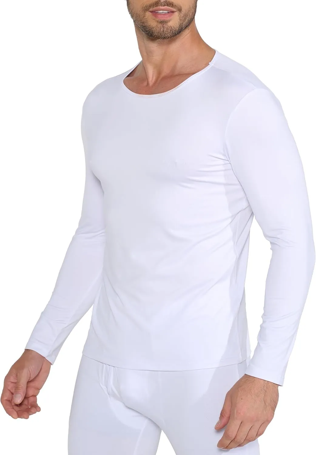 ZUTY 3 Pack Long Sleeve Thermal Shirts for Men Fleece Lined Soft Thermal Underwear Cold Weather Warm Base Layer Pajamas Tops